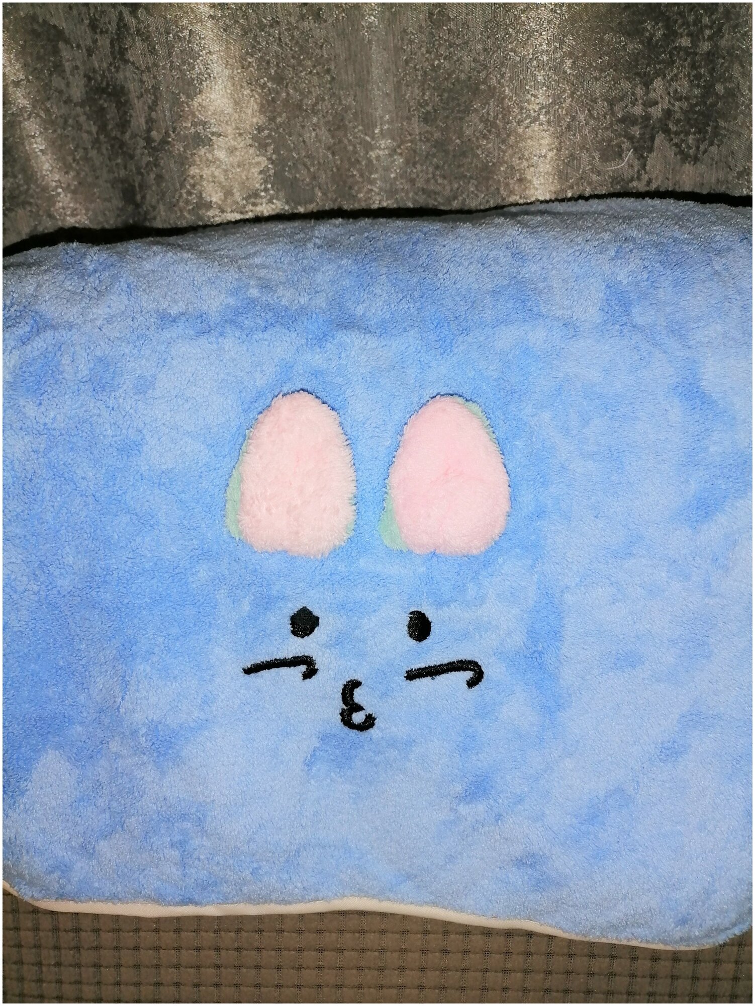 Полотенце кухонное голубое, для рук, детское, микрофибра, велюр, подарочное с принтом, (75х43 см), голубой - фотография № 3