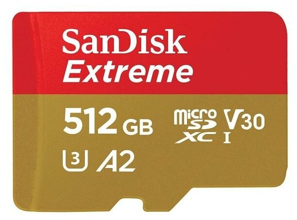 Флеш карта microSD 512Gb Class10 Sandisk SDSQXA1-512G-GN6MA Extreme + adapter