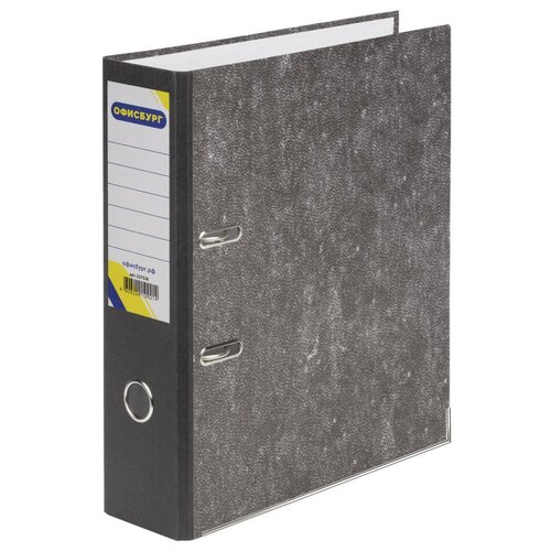 Папка-регистратор офисбург, усиленный корешок, мраморное покрытие, 80 мм, с уголком, черная, 227528, 2 шт