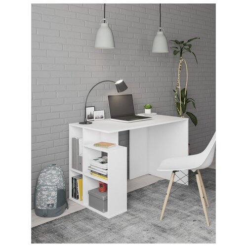 Письменный стол стеллаж с полками для учебы ALEROBOSS Smart 12. Цвет: белый