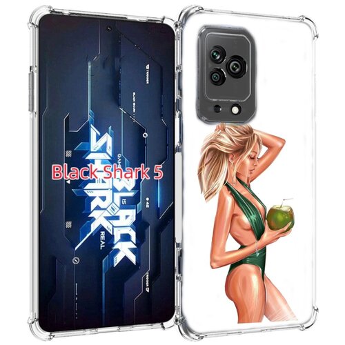 Чехол MyPads девушка-с-кокосом-в-зеленом-купальнике женский для Xiaomi Black Shark 5 задняя-панель-накладка-бампер