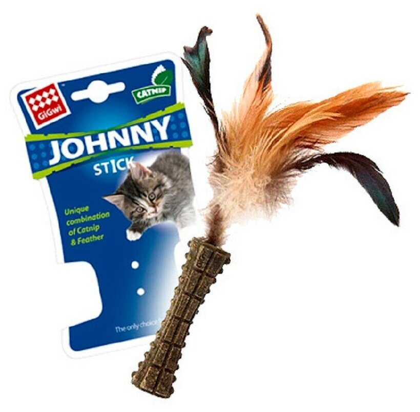 75334 Игрушка для кошек Спрессованная кошачья мята с перьями 8см, серия JOHNNY STICK - фотография № 11
