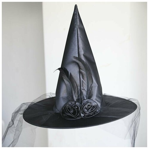 Шляпа Ведьмы Колпак Волшебника Чародейки с перьями черная шляпа ведьмы колпак волшебника чародейки черная