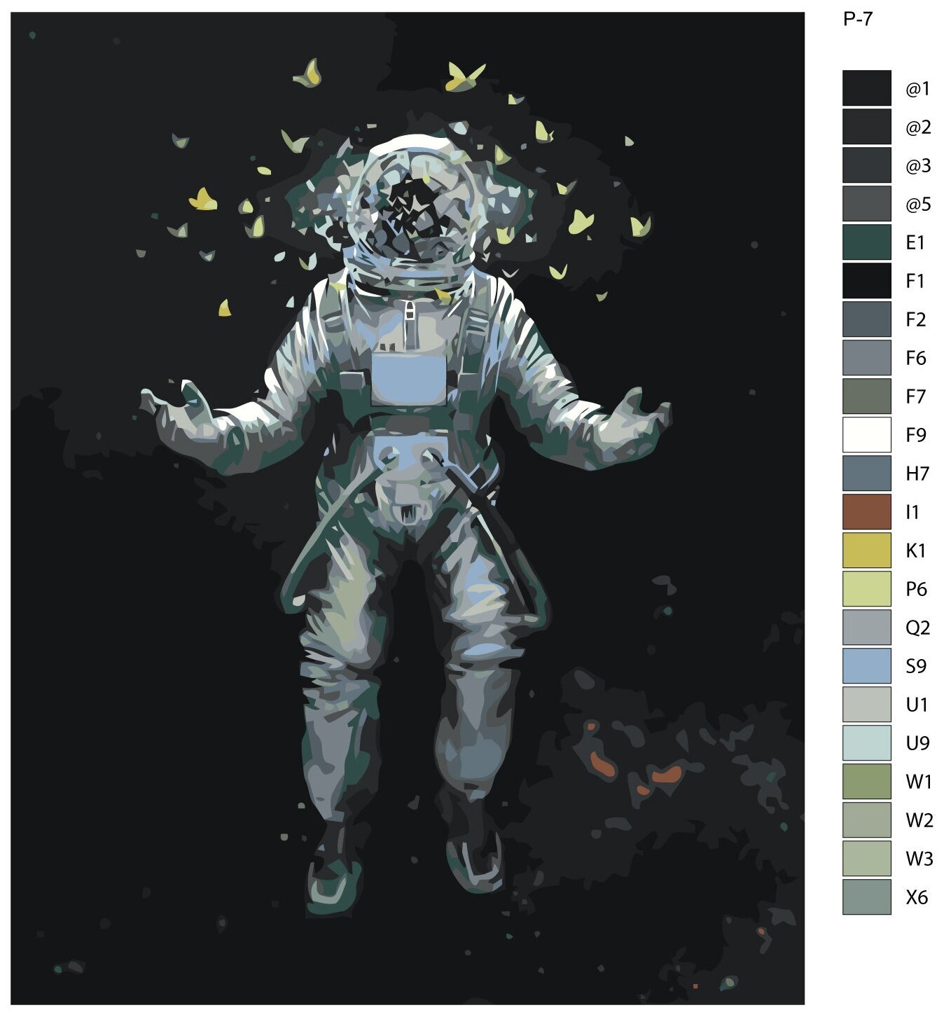 Картина по номерам, 40 x 50, IIIR-P-7, космонавт, космос, арт, бабочки , "Живопись по номерам", набор для раскрашивания, раскраска