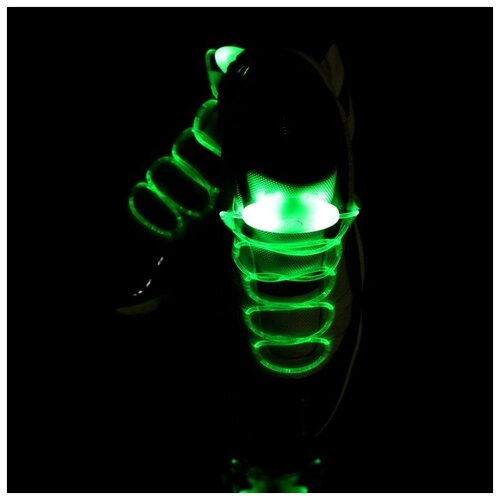 Светодиодные шнурки 80 см, от 2хCR2032, 3 режима, цвет свечения зеленый (4773854)
