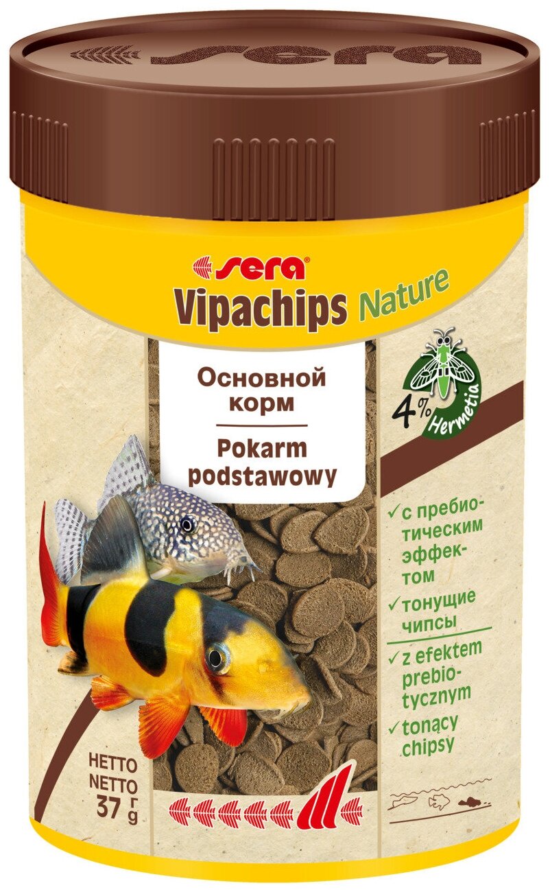 Корм для сомов и донных рыб Sera Vipachips в виде чипсов, 37 гр