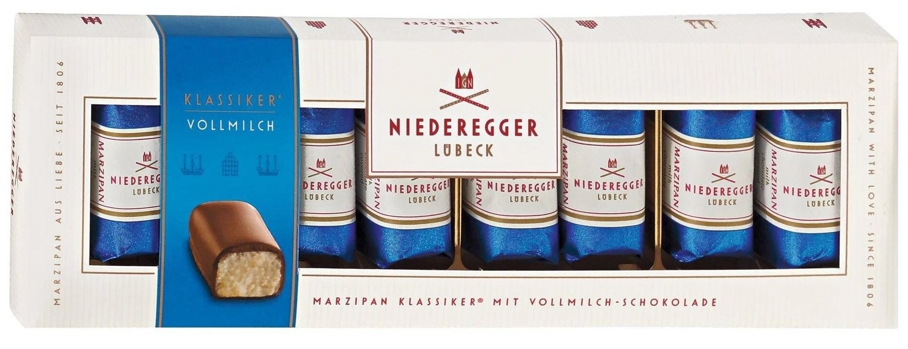 Марципановые конфеты в молочном шоколаде Niederegger, 100гр