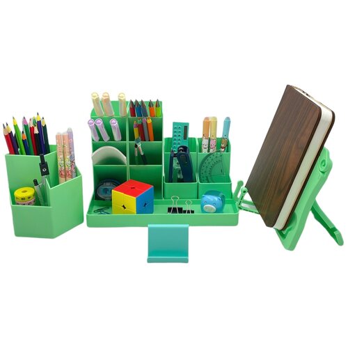 Настольный набор для канцелярии 8 предметов / Подставка для хранения мелочей карандашей и ручек /Подставка для книг/ Подставка для телефона(визиток)