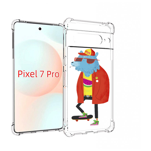 Чехол MyPads медведь на скейте для Google Pixel 7 Pro задняя-панель-накладка-бампер чехол mypads скелет на скейте для google pixel 7 pro задняя панель накладка бампер
