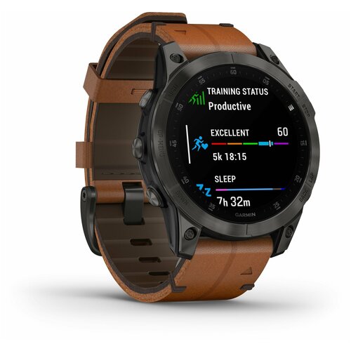 Умные часы GARMIN EPIX Gen 2 Sapphire титановый черный с коричневым кожаным ремешком 12003700₽