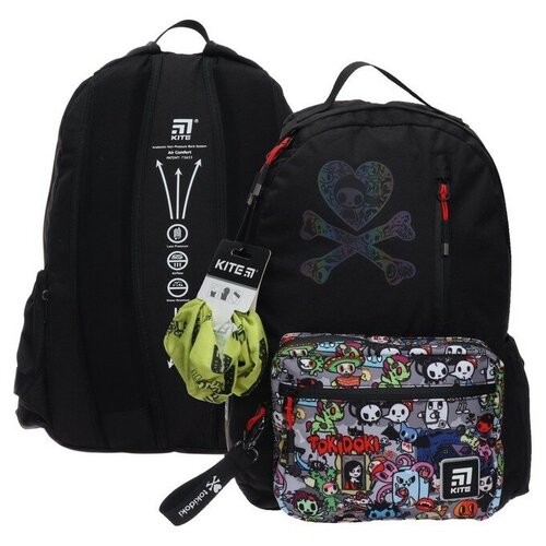 Tokidoki Рюкзак молодёжный Tokidoki, 44 х 29,5 х 15 см, эргономичная спинка, чёрный