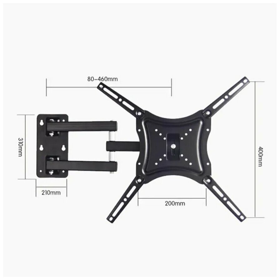 Держатель для TV 14-55 (Vesa 50x50, 75x75, 100x100, 100x200, 200x200 мм) кронштейн для телевизора выдвижной