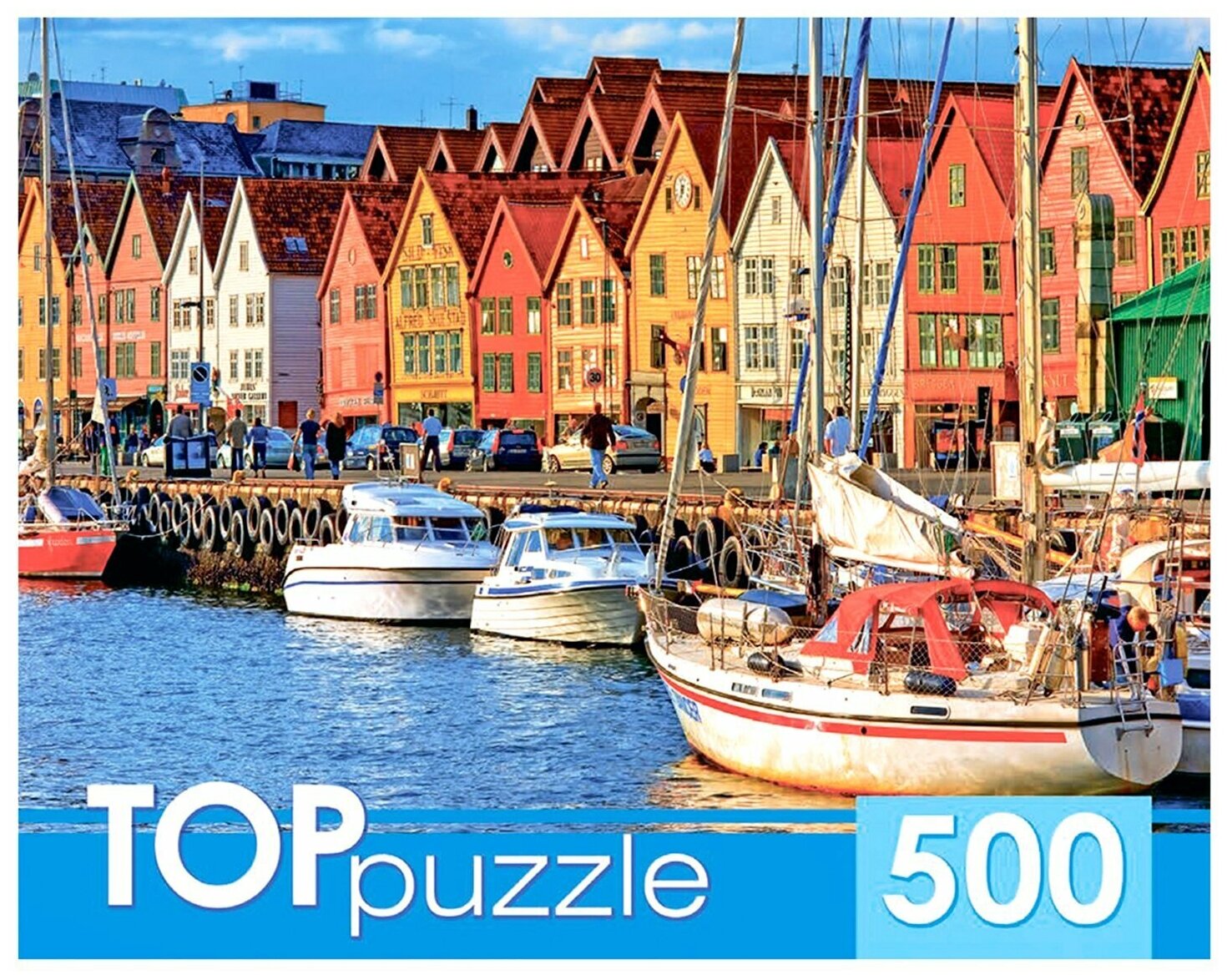 TOPpuzzle-500 "Яркие домики у воды" (КБТП500-6806) Рыжий кот - фото №1