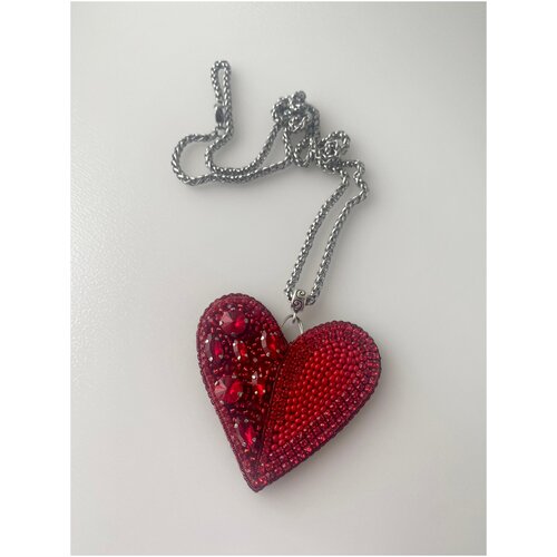 фото Кулон "красное сердце", подвеска из бисера, ручная работа your_beautiful_brooch