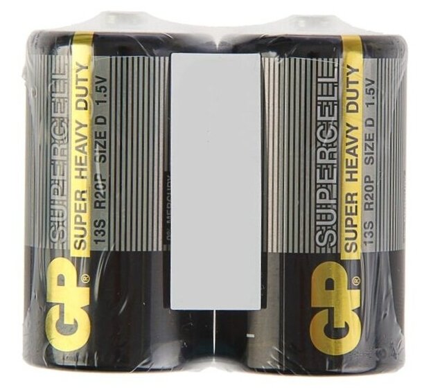 Батарейка солевая GP Supercell Super Heavy Duty 13S R20Р 1.5В спайка 2 шт. 470404