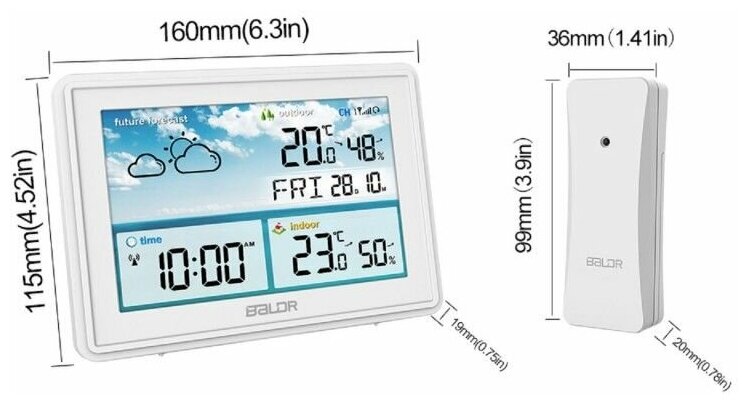 BALDR B0359WST2H2R-WHITE Беспроводная метеостанция, белый - фотография № 2