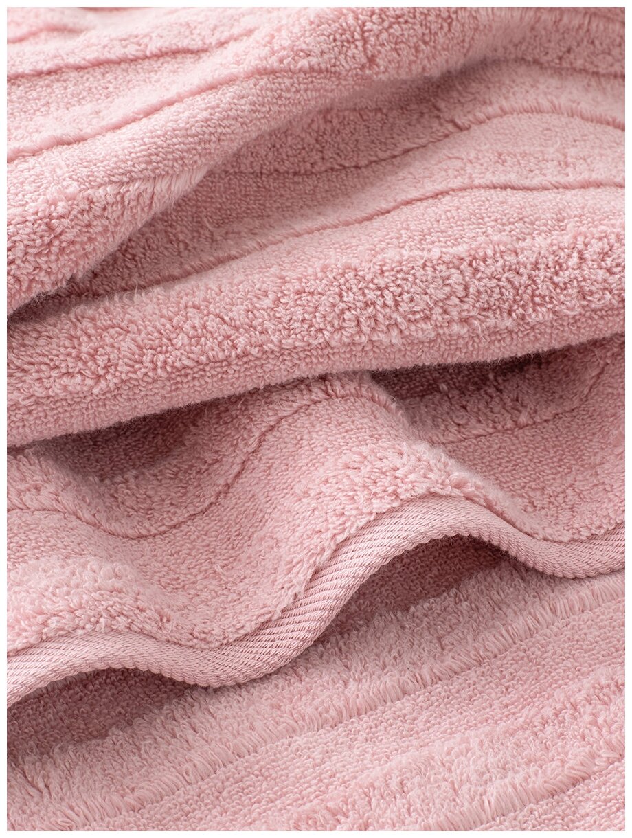 Комплект махровых полотенец LOVEME Palermo 50х90см и 70х140см, цвет розовый (чайная роза) - фотография № 9