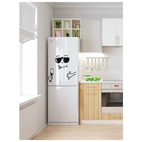 наклейка интерьерная, 02777 Холодильник Винишко и очки