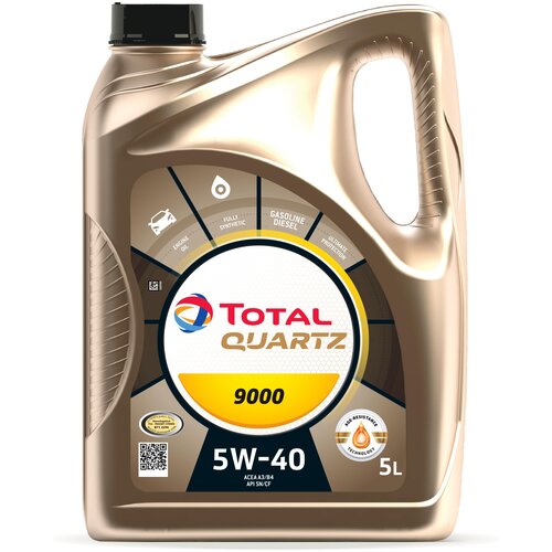 Синтетическое моторное масло TOTAL Quartz 9000 5W-40, 5 л (Европейский союз)