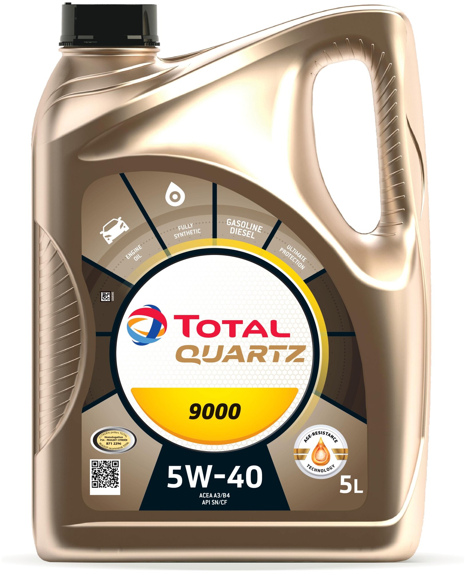 Синтетическое моторное масло TOTAL Quartz 9000 5W-40