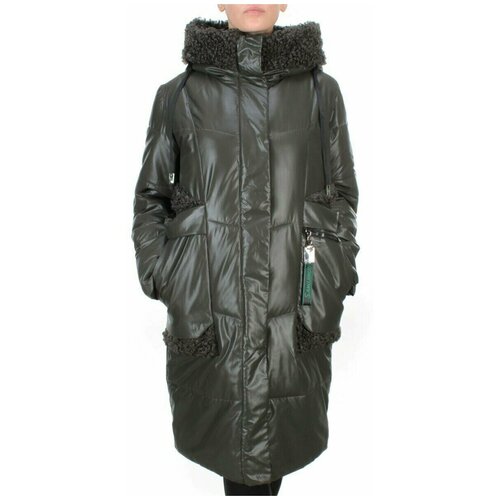 фото  куртка зимняя, силуэт прямой, стеганая, размер 48, зеленый не определен