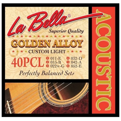 40PCL Комплект струн для акустической гитары 11-52 La Bella la bella 40pcl струны для акустической гитары