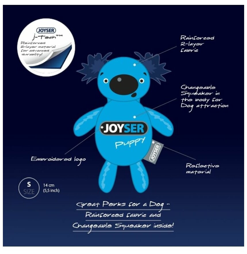 Игрушка для собак JOYSER Puppy Коала со сменной пищалкой S голубая, 15 см - фотография № 2