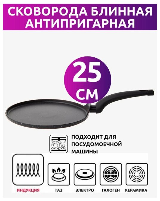 Сковорода блинная с антипригарным покрытием 25 см Nadoba Agata - фото №5