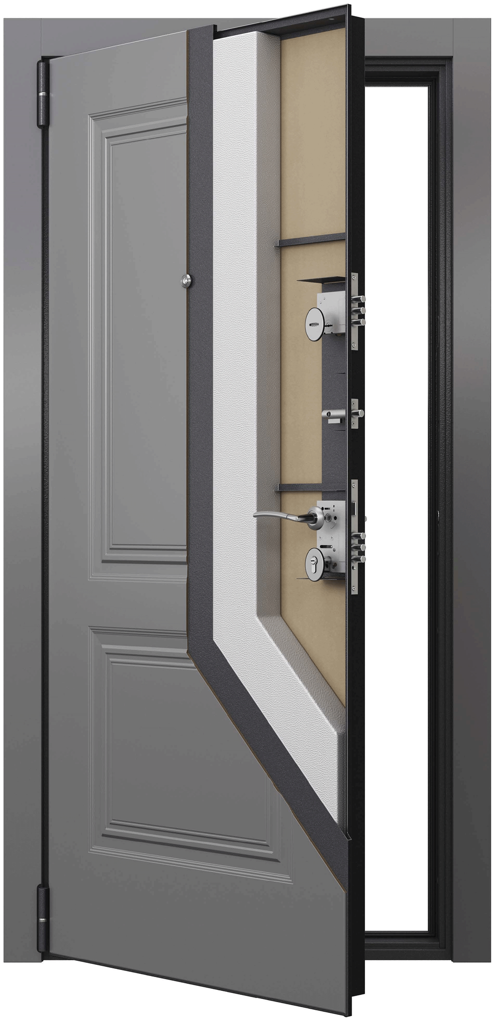 Дверь входная для квартиры Torex X7 PRO 950х2050, левый, тепло-шумоизоляция, антикоррозийная защита, замки 3-го и 4-го класса защиты, черный/бежевый - фотография № 5