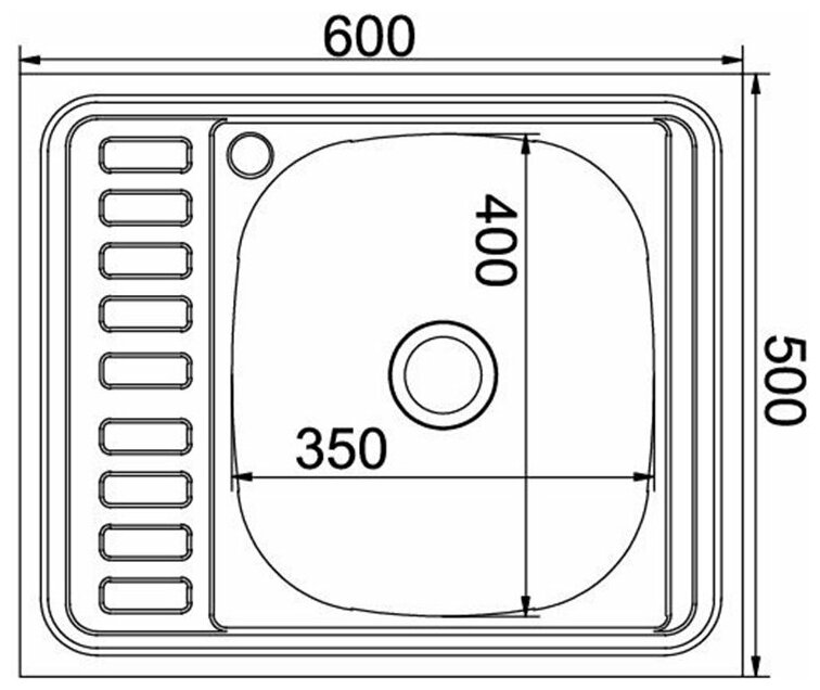 Мойка 50х60 (0,8) прав вып 3 1/2 MIXLINE 18см с сифоном - фотография № 2