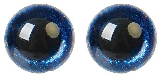 Глаза винтовые с заглушками, «Блёстки» набор 24 шт, размер 1 шт: 1,8 см, цвет синий