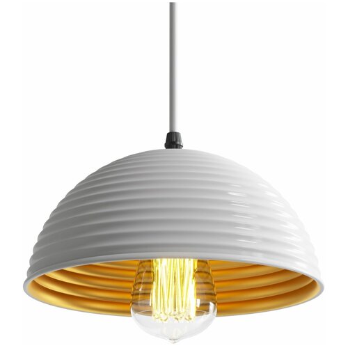 Подвесной светильник потолочный на кухню, в детскую комнату, в спальню GSMIN Loft Circle люстра в винтажном стиле железный 30 см. (Белый)