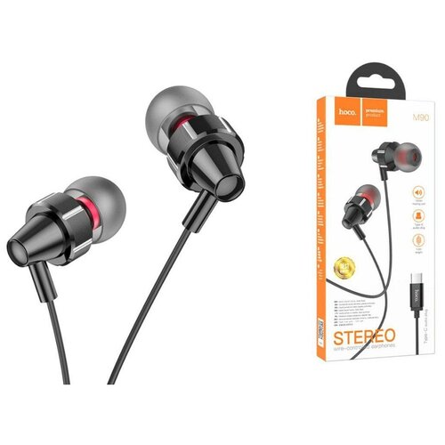 Наушники M90 Type-C Delight wire-controlled earphones with microphone HOCO вакуумные черные 75300₽