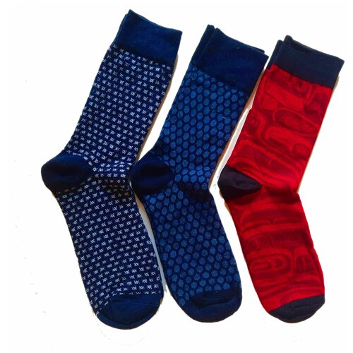 Носки , 3 пары, размер 37, синий, красный носки ирина 12 пар размер 37 41 черный красный голубой белый серый
