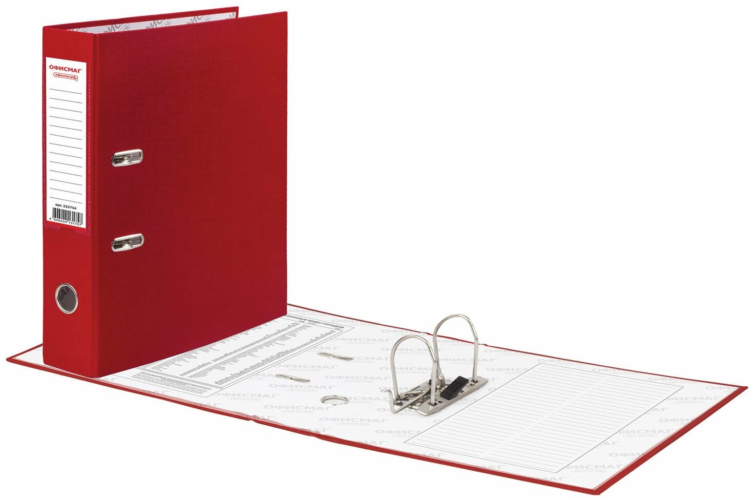 Папка-регистратор офисмаг с арочным механизмом, покрытие из ПВХ, 50 мм, красная, 25 шт - фото №6