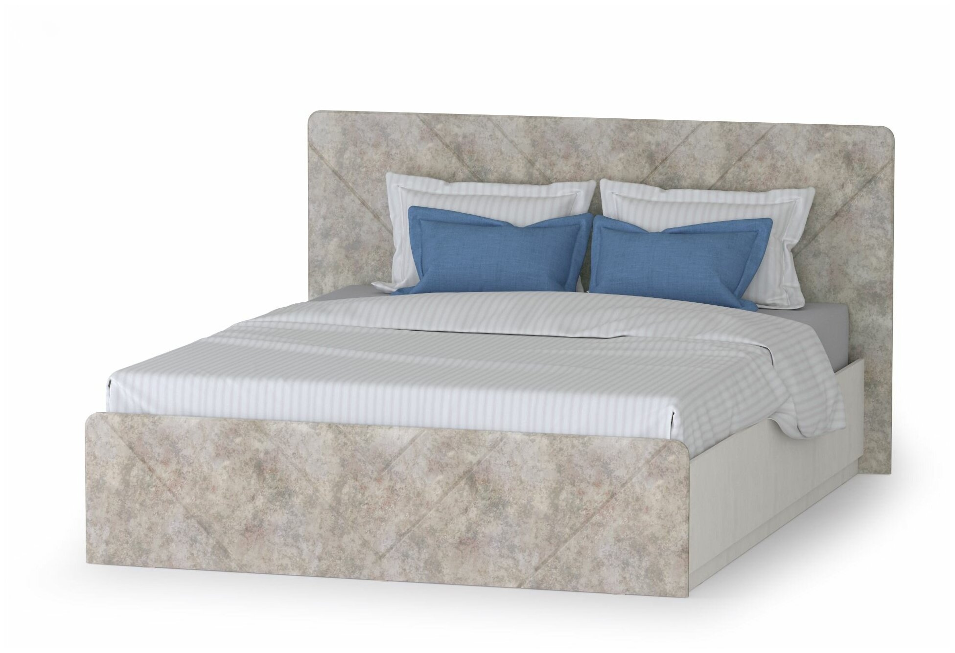 Кровать 1600 с подъёмным ортопедическим основанием Амели 11.31, цвет шёлковый камень/бетон чикаго беж, ШхГхВ 181,4х205,2х104,3 см.