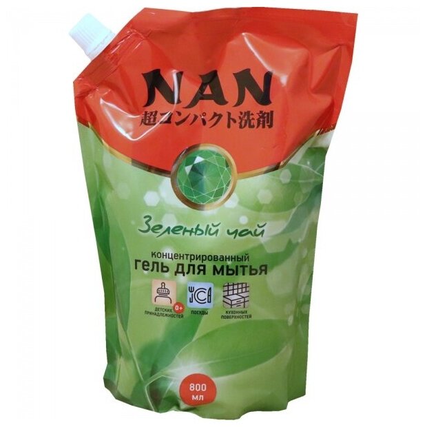 Средство для мытья посуды Nan Зеленый чай 900мл NAN Japan - фото №9