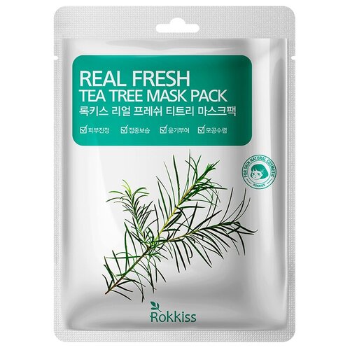 Маска для лица ROKKISS REAL FRESH с экстрактом чайного дерева, для сужения пор, 23 мл