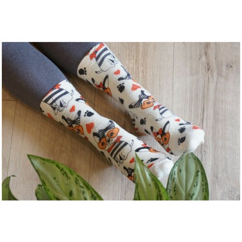 фото Носки шерстянки базовая коллекция, размер 42/45, серый, белый, оранжевый, красный