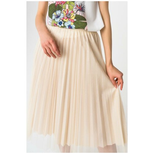 Двухслойная плиссированная юбка Fashion Confession 5464 Бежевый 42-46