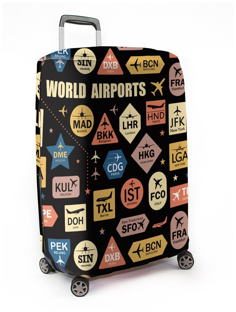 Чехол для чемодана, Neoprene Travel, World Airports, 65*70 см