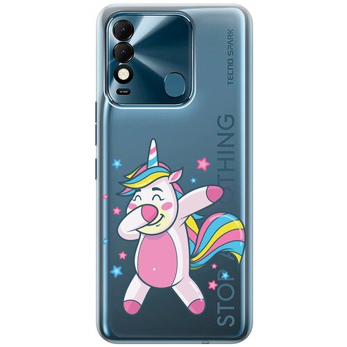 Силиконовый чехол с принтом Unicorn Dab для Tecno Spark 8 / Техно Спарк 8 силиконовый чехол с принтом unicorn swim ring для tecno spark 8 техно спарк 8