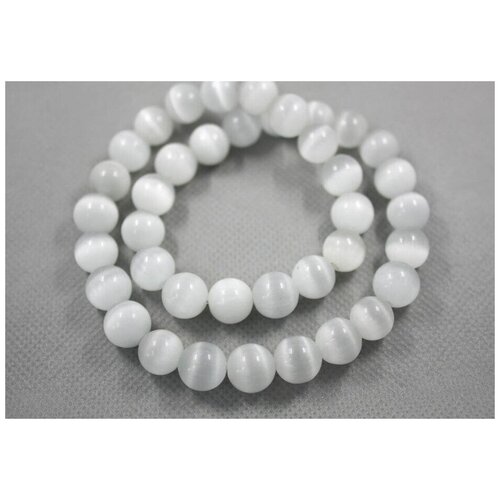 фото Handinsilver ( посеребриручку ) браслет-четки из белого камня кошачий глаз 10мм. длина изделия 30см