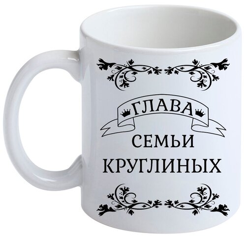 Кружка с фамилией Круглин, керамическая, белая