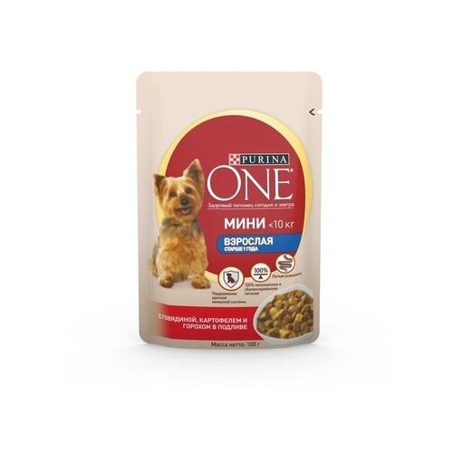 Purina One Паучи для взрослых собак малых пород с говядиной картофелем и горохом в подливе Взрослая 1241698412453957 0,085 кг 41944 (30 шт)