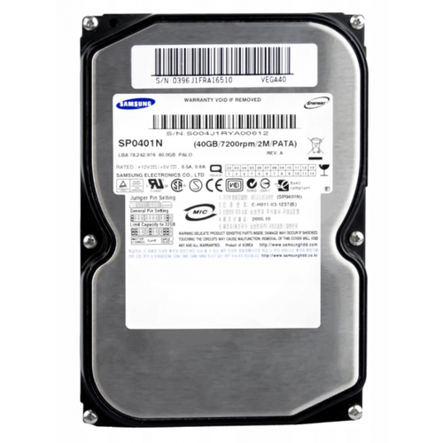 Жесткий диск Samsung SP0401N 40Gb 7200 IDE 35 HDD 344000₽