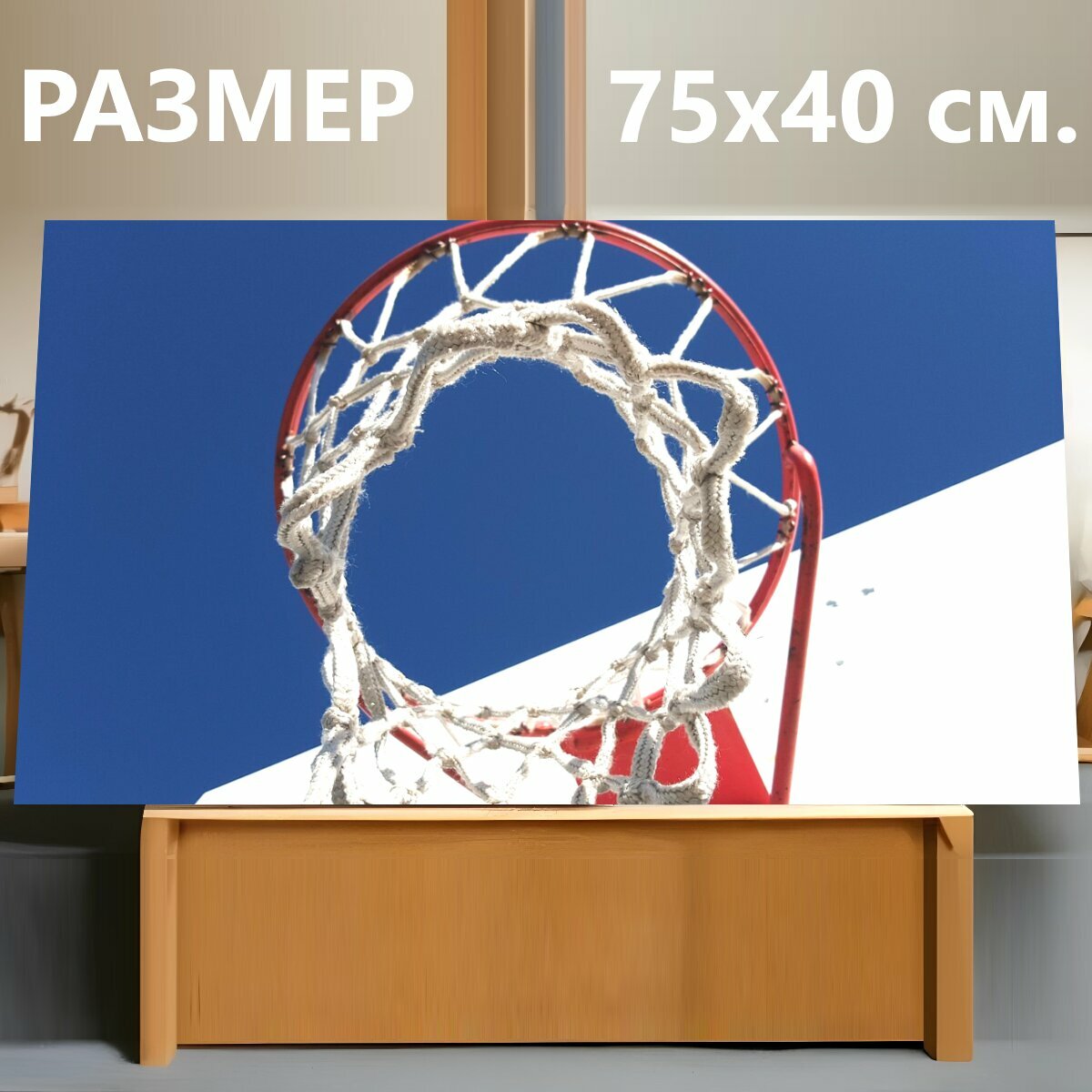 Картина на холсте "Баскетбол, виды спорта, баскетбольное кольцо" на подрамнике 75х40 см. для интерьера