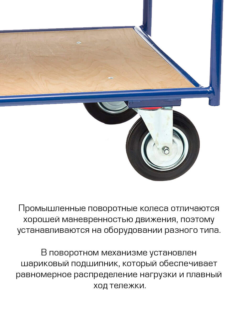 Колесо мебельное поворотное на площадке "SANBERG" большегрузное 200 мм, до 185 кг — фото 1