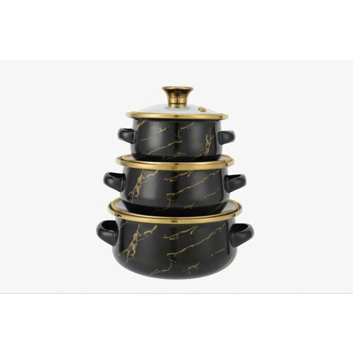 Набор кастрюль 3 пр Мрамор черный 12л 07л 045л 2399₽
