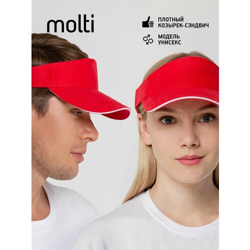 фото Бейсболка molti весна-лето 2025 для мужчин и женщин, размер 58, красный